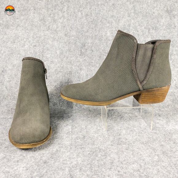 Kensie Shoes - Kensie Gerona Ankle Boots Gray Brown Suede Leather Side Zip Women's Size 8M